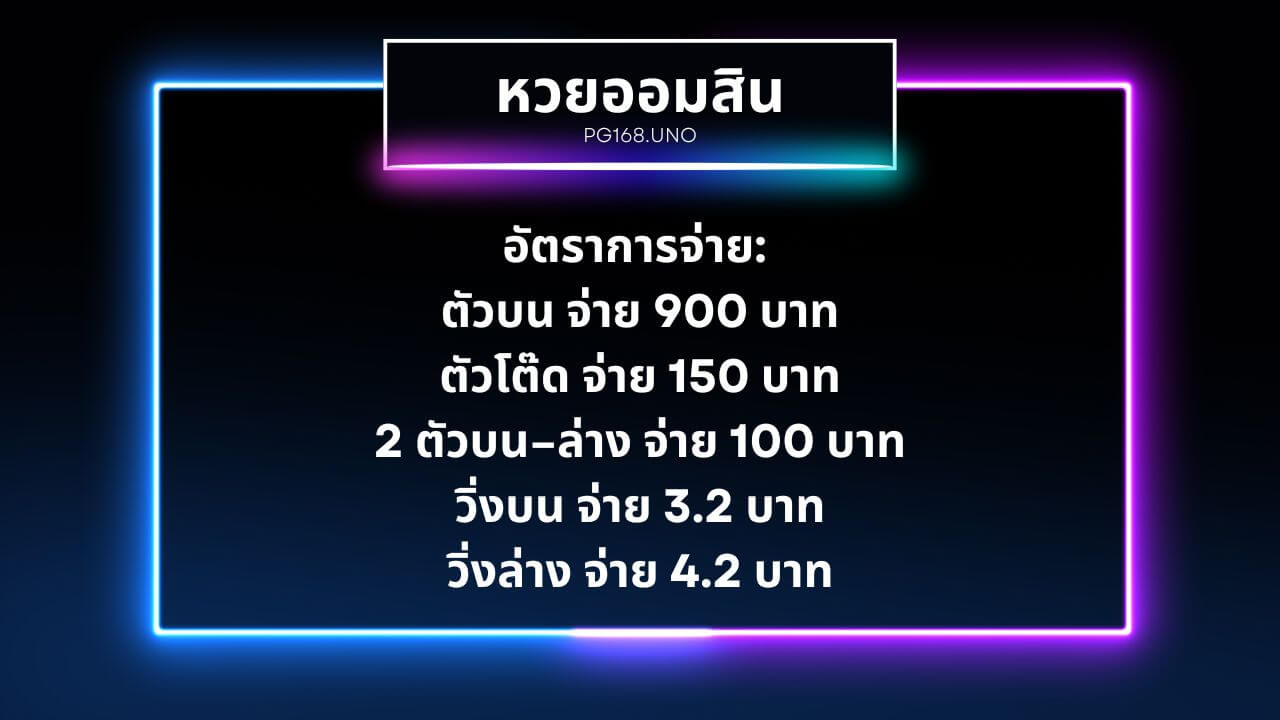 หวยออมสิน อัตราการจ่ายที่ หวย168