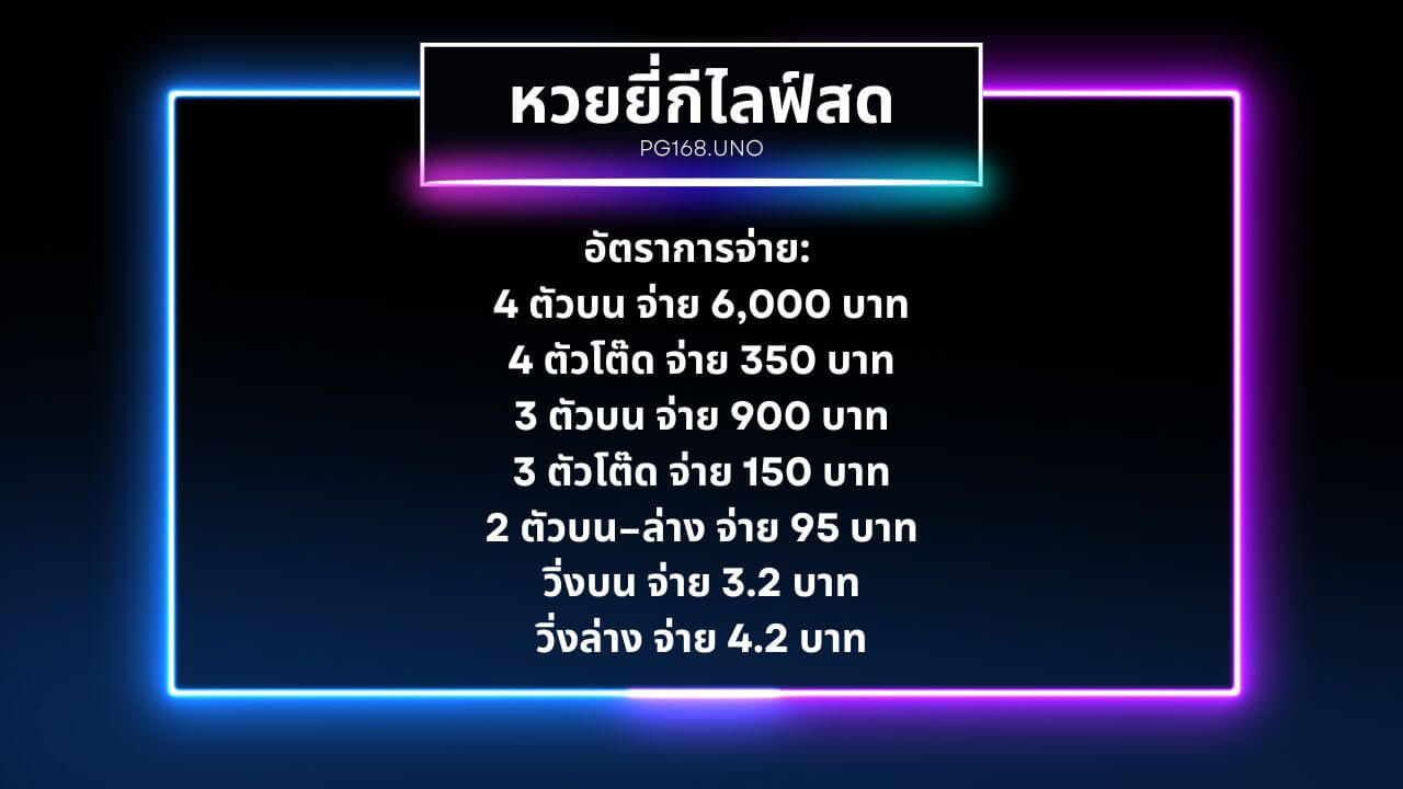 หวยยี่กีไลฟ์สด อัตราการจ่ายที่ หวย168