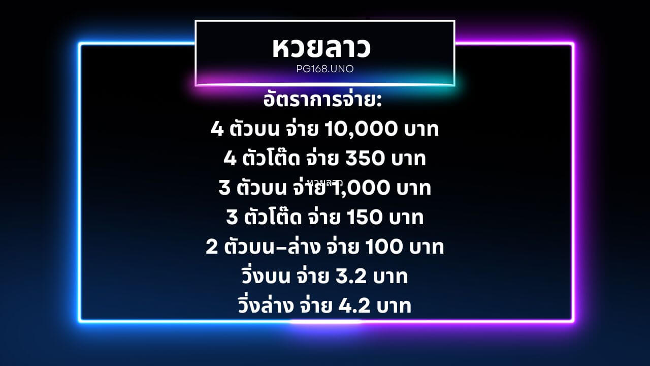 หวยลาว อัตราการจ่ายที่ หวย168